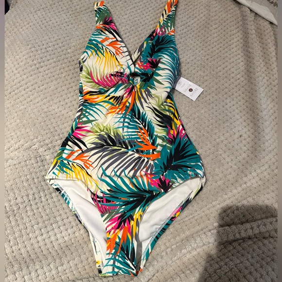 SHADE & SHORE size XLARGE Women's Ring Detail One Piece Swimsuit NEW - Picture 3 of 13